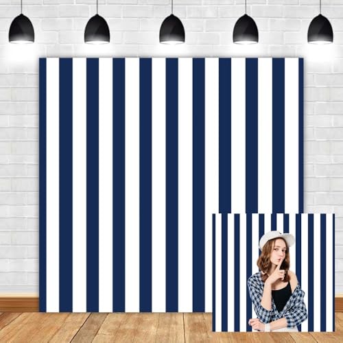 Leyiyi 6x6ft Photography Background Blue and White Stripe Backdrop Happy Birthday Party Vertical Horizontal Stripes Summer Holiday Banquet Baby Shower Blog Make-up Photo Portrait Vinyl Studio Prop - color: Blue, size: 6x6ft
