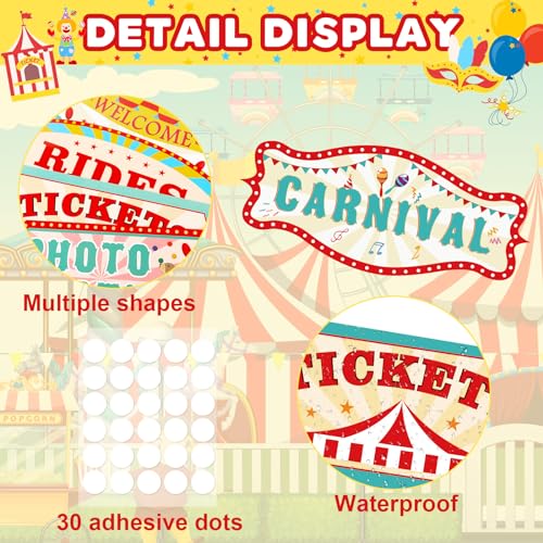 Hooqict 20 Pieces Carnival Decorations Circus Theme Party Directional Signs Carnival Party Signs Welcome to The Circus for Kids Carnival Birthday Party Decorations Supplies - style: Carnival