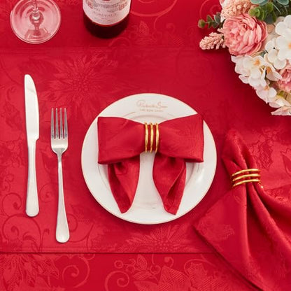 Cloth Napkins Set of 8 – Square Jacquard Floral Flowers Fabric Polyester Washable Reusable for Kitchen Dinner Dining Restaurants Wedding Party Banquet Table(Dark Red/17x17 Inch) - color: Dark Red