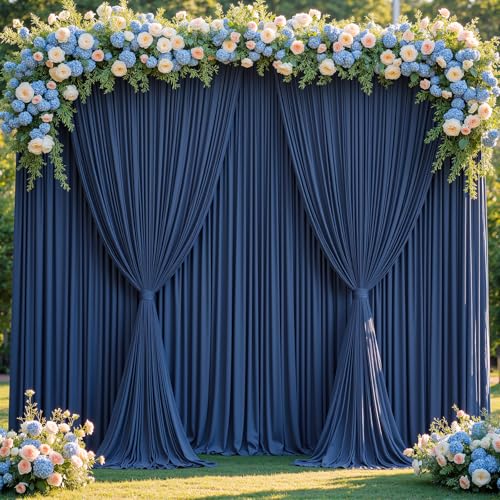 20x10ft Navy Blue Backdrop Curtain Panels for Parties - Wrinkle Free Polyester Photo Curtain Backdrop Wedding Back Drop Fabric Drapes for Party Decorations Background for Photography - color: Navy Blue, size: W5' x H10'(4 panels)