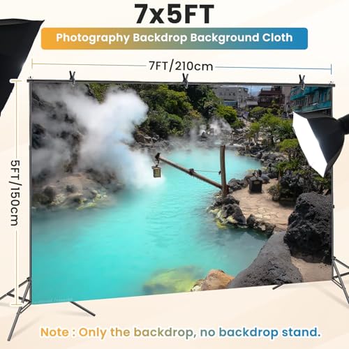 5x7ft Photography Backdrop hot Spring beppu Oita Japan Geothermal spa jigoku Japanese Photo Backdrop Photography Background for Photoshoot Portrait Video Party Photo Studio Prop Booth - color: Color10