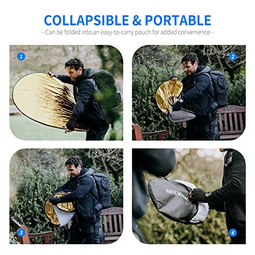 NEEWER 32 Inch/80 Centimeter Light Reflector Light Diffuser 5 in 1 Collapsible Multi Disc with Bag - Translucent, Silver, Gold, White, and Black for Studio Photography Lighting and Outdoor Lighting - size: 80cm