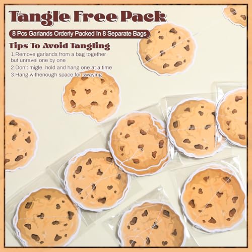 Xinnun Cookie Party Decorations Chocolate Chip Cookie Garlands Banners Cutouts Ribbon Streamers for Street Theme Birthday Baby Shower Party Decorations Supplies - style: Cookie