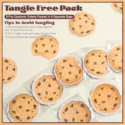 Xinnun Cookie Party Decorations Chocolate Chip Cookie Garlands Banners Cutouts Ribbon Streamers for Street Theme Birthday Baby Shower Party Decorations Supplies - style: Cookie