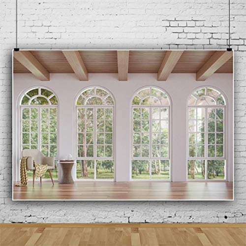 Yeele 10x6.5ft Business Office French Sash Window Backdrop Living Room Sofa Wooden Floor Photography Background Interior Room Modern Apartment Video Conferencing Photo Studio Props