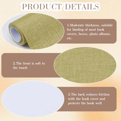 CRASPIRE 51 x 11.8 Inch Linen Book Cover Cloth Book Binding Cloth Polyester Surface Paper Backed Dark Khaki Woven Book Fabric for Books Album Scrapbooking Archival DIY Covering Bookbinding Protector - color: Dark Khaki