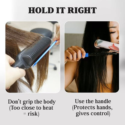 Herstyler Hair Straightening Comb - Straightener Comb for Flat Iron - Makes Styling Easy - Get Straight Hair in Minutes (Blue) - color: Blue