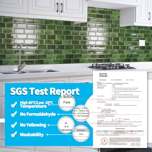 Art3d 10-Sheet Kitchen Backsplash Tiles Peel and Stick, Self Adhesive Wall Tile Sticker for Kitchen Island Bathroom Laundry Room RV Renter 12" x 12" - Jade Green - color: Jade Green