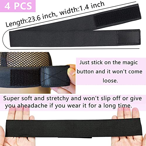Adjustable Elastic Bands for Wigs and Lace Frontals - 4 Pcs Melt-Resistant Grip Bands, Edge Wraps to Lay Edges and Keep Wigs in Place - color: BLACK, size: 1 Count (Pack of 6)