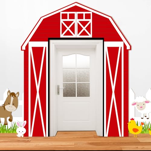 Mindsoft 3 Pcs Farm Animal Party Decorations Barn Door Banner Barn Door Backdrop Farm Birthday Supplies for Baby Shower Family Reunion Theme Party Supplies Halloween Trunk or Treat Car Decorations
