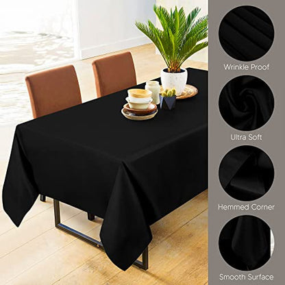Utopia Kitchen Rectangle Table Cloth 2 Pack(90x156 Inches, Black), Tablecloth Machine Washable, Polyester Table Cover for Dining, Buffet Parties, Picnics, Events, Weddings and Restaurants - color: Black, size: 2 Pack 90x156 Inch Tablecloth