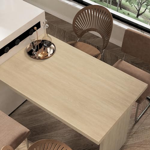 TOTIO Light Brown Wood Grain Contact Paper Peel and Stick Beige Oak Textured Self-Adhesive Wallpaper Bubble-Free Design Matte Thicken 16x78inch Waterproof Counter Top Stick Paper Wood Vinyl Wrap - color: Light Brown, size: 16" x 78"