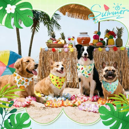 Abbylike 100 Pieces Summer Themed Dog Bandanas Bulk Hawaiian Dog Bandanas for Pets Triangle Kerchief Scarf Bibs Set for Summer Pets Dogs Party Costume Accessories, 25 Styles (19.7 x 13.8 x 13.8) - size: 19.7 x 13.8 x 13.8 Inch, style: Summer