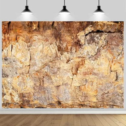 7x5ft Natural Rock Cave Portrait Photo Backdrop Rustic Stone Texture Theme Photography Background Nature Outdoor Exploration Themed Events Party Banner Decoration Polyester - size: 7x5FT