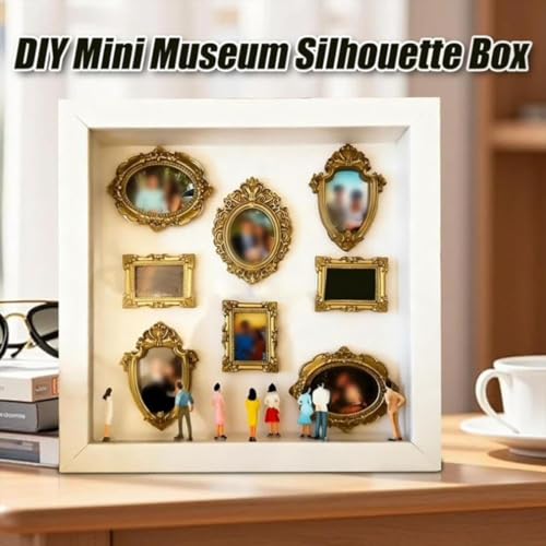 DIY Mini Museum Silhouette Box – 2026 New Mini Museum Kit with Figurines & Lights, Personalized DIY Photo Family Memory Display Case Frame, Celebrate Your Unique Memories in Style (C) - color: C