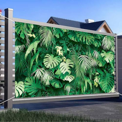 6x4FT Green Tropical Palm Leaves Photo Backdrop Jungle Plants Hawaiian Luau Party Birthday Baby Shower Photography Background Banner Photographic Studio Decorations Supplies - size: 6x4FT