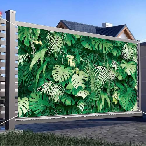 6x4FT Green Tropical Palm Leaves Photo Backdrop Jungle Plants Hawaiian Luau Party Birthday Baby Shower Photography Background Banner Photographic Studio Decorations Supplies - size: 6x4FT