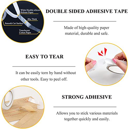 Double-Sided Fabric Tape, Hem Tape No Sew Double Sided Tape for Crafts Arts, 6 Rolls Strong Adhesive Cloth Sewing Tape for Hemming, Clothing Repairs, Pants, DIY Projects, Paper Backing (0.6/0.8/1inch) - size: 15mm*2 / 20mm*2 / 25mm*2