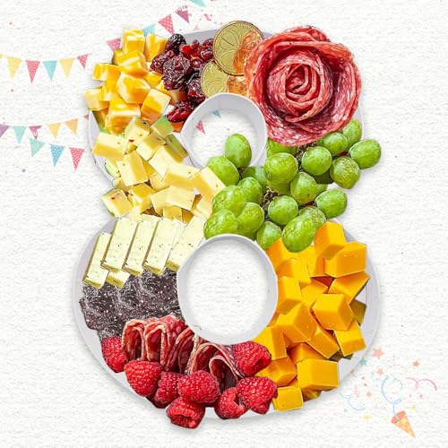 Charcuterie Cardboard Number Fillable Shaped Treat Decorative Box Anniversary Birthday Table Centerpiece (8 Style, 9inch) - size: 9inch, style: 8 Style