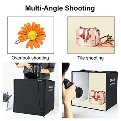 Lightbox, PULUZ 11.8"/30cm Photo Studio Light Box, Portable Picture Box Adjustable Brightness, Folding Professional Light Box Photography with Led Lights and 6 Colors Backdrops for Product Photography - color: 11.8x11.8x11.8in