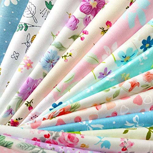 flic-flac 25pcs 10 x 10 inches (25cmx25cm) Cotton Fabric Squares Quilting Sewing Floral Precut Fabric Square Sheets for Craft Patchwork (25pcs 25cm*25cm) - size: 25pcs 25cm*25cm