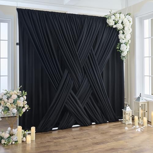 50x10FT Black Backdrop Curtains for Party, 10 Panels 5x10FT Thick Polyester Backdrop Drapes, Wrinkle Resistant Photography Background Drapes for Wedding Birthday Home Decoration - color: Black, size: W5' X H10'(10 Panels)