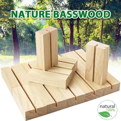 15 Pieces Wood Table Number Stands Wood Place Card Holders Picture Holder Acrylic Sign Holders for Ceremony Birthday Party Home Decoration - size: 2.75" 15pcs