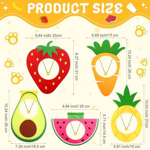 Huhumy 5 Pcs Felt Pet Costume Headband Adjustable Pet Fruit Shaped Hat Headgear Costume Decoration Headgear Dog Photo Booth Props with Elastic Cord for Dog Cat Puppy Theme Party Holiday Decor(Small)