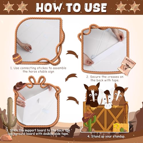 Capoda 4 ft Western Party Decorations Horse Stable Cardboard Cutout Stand Up Western Photo Props Standup Backdrop Background for Baby Shower Birthday Party Decor Supplies