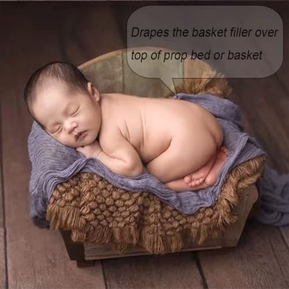 Zeroest Baby Photography Props Basket Braid Wool Wrap Newborn Photo Shoot Baskets Filler Posing Stuffer Background Blanket (Coffee) - color: Coffee