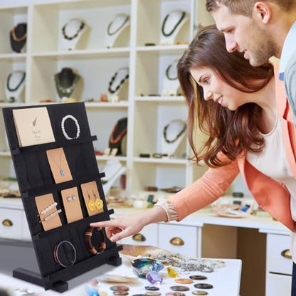 PH PandaHall 4-Tier Wooden Jewelry Tower Earring Display Stand Retail Jewelry Display Riser Removable Showcase with Slots Earring Display Card Holder for Selling Showing Exhibition Jewelry Storage - color: Black-4-Tier