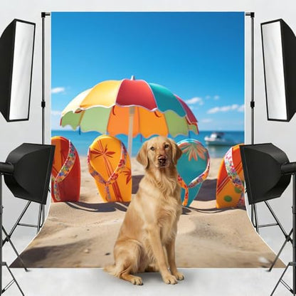 Colorful Flip Flops Beach Ball Backdrop Background for Photography 5x7ft Photobooth Professional Photo Backdrop Curtains Video Photography Studio Photo Backgrounds Banner BoothScreen Parties - color: Colorful Flip Flops Beach Ball