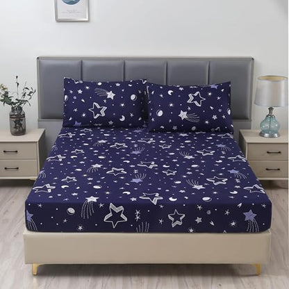 MAG 3pcs Purple Star Twin Bed Sheet,Space Microfiber Bedding Sheet Set,Galaxy Bed Sheets,Space Bedding Set with1 Fitted Sheet and 2 Pillowcases,14 Inches Deep (Purple and White,Twin) - color: Star, size: Twin