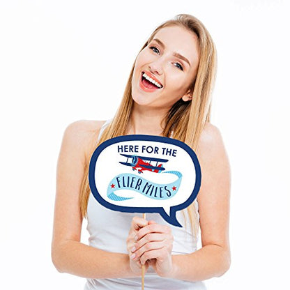 Big Dot of Happiness Funny Taking Flight - Airplane - Vintage Plane Baby Shower or Birthday Party Photo Booth Props Kit - 10 Piece
