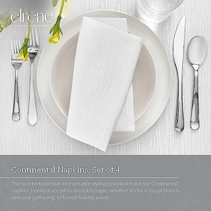 Elrene Home Fashions Continental Solid Texture Water and Stain Resistant Fabric Dining Napkins, Set of 4, 17"x17", White - color: White, size: 17" x 17" (Set of 4)