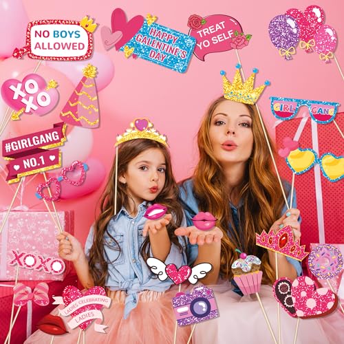 25 Pcs BFF Festival Photo Booth Props, Girls Theme Party Decoration Props, Birthday Holiday Photo Decoration Supplies