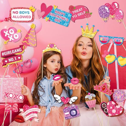 25 Pcs BFF Festival Photo Booth Props, Girls Theme Party Decoration Props, Birthday Holiday Photo Decoration Supplies