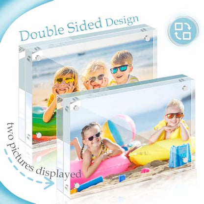1 Pack 5x7 Acrylic Picture Frames, Premium Acrylic Photo Frame, Double-Sided Magnetic Picture Frames Clear Thickness Lucite Frameless Transparent Square Frame Gift for Home Office Desktop Display - size: 5X7-1