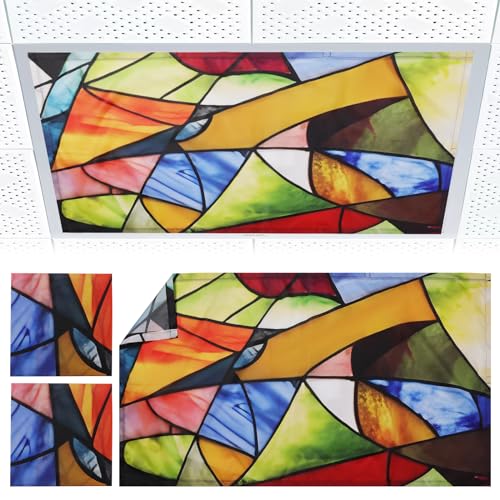 Torixqi 2pcs Fluorescent Light Covers - Light Covers for Ceiling Lights Classroom, Magnetic Light Filters for Office, Hospitals, Home 4 x 2 Feet (color art) - color: color art