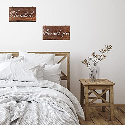 Blulu 2 Pieces She Said Yes Sign Wedding Engagement Decor Photo Props Sign for Party Wall Decor Wood Hanging Handmade Couple Keepsake for Engagement Wedding