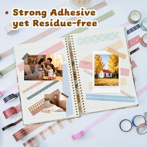 Neutral Washi Tape Set 24 Rolls,Decorative Masking Tape for Junk Journal, Scrapbooking Supplies, DIY Crafting Supplies - style: Neutral