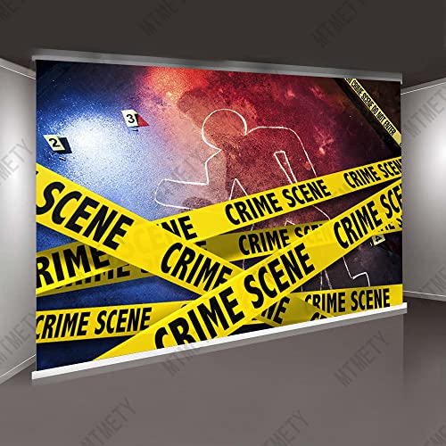 Crime Scene Photography Backdrop Body Silhouette Caution Barricade Tape Background Do Not Enter Party Decorations for Halloween Party Photo Booth Studio Props Cake Table Banner 7x5ft BJZSME133