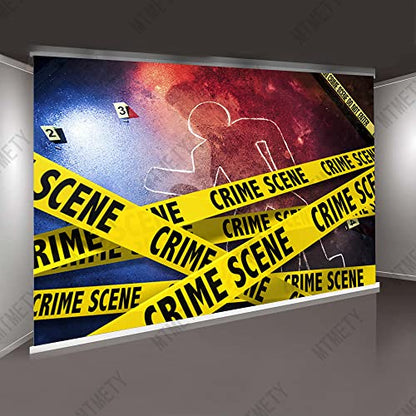 Crime Scene Photography Backdrop Body Silhouette Caution Barricade Tape Background Do Not Enter Party Decorations for Halloween Party Photo Booth Studio Props Cake Table Banner 7x5ft BJZSME133