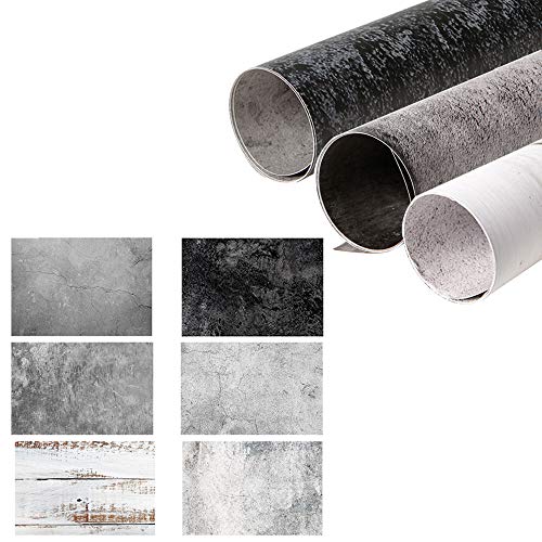 Meking 22x35inch Wood Concrete Backdrop Food Flat Lay Photography Backdrops Paper 2-in-1 Texture Backgrounds for Blogger YouTube Tabletop Product Studio Photo Shoot Props, 3 Pack - color: Set D
