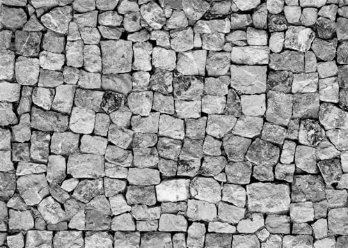 BELECO 10x8ft Fabric Brick Stone Wall Backdrop Dark Gray Rock Stones Texture Background Medieval Castle Party Decorations Banner Knight Party Supplies Photoshoot Props - size: 10x8FT