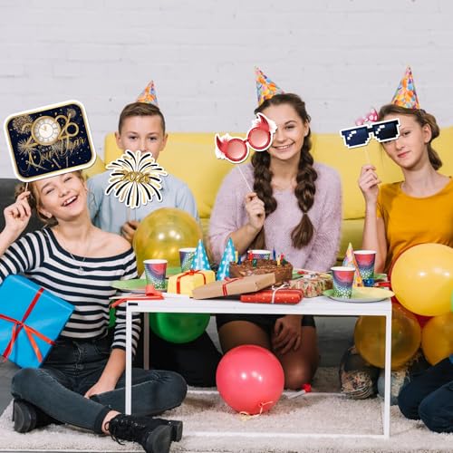 20 Pcs 2026 Happy New Year Photo Booth Props Kit, New Year Themed Party Selfie Decorations, Winter Festival Christmas Party Photography Supplies