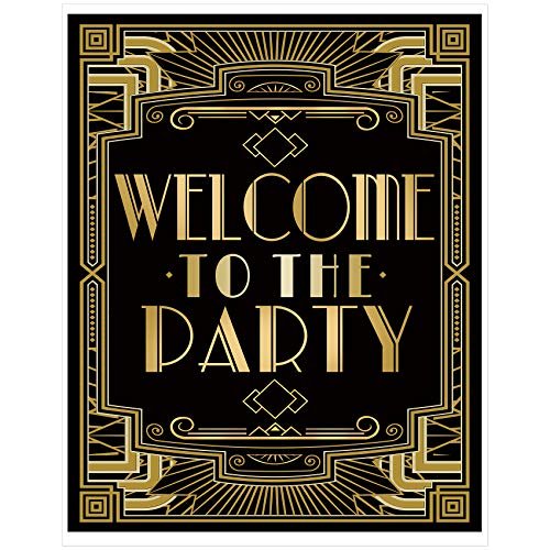 Roaring 20s Gatsby Harlem Nights Welcome to Party Poster Mugshot Photo Booth Props Sign 16x12inch A3 - color: Welcome to the Party