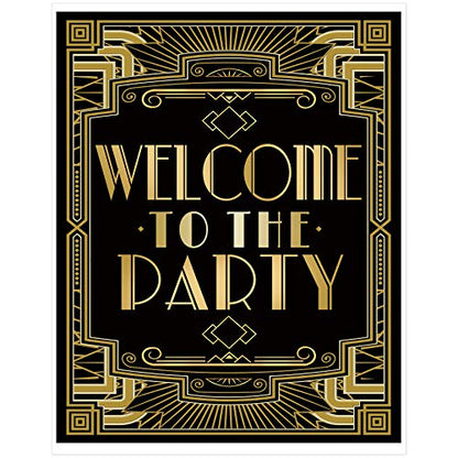 Roaring 20s Gatsby Harlem Nights Welcome to Party Poster Mugshot Photo Booth Props Sign 16x12inch A3 - color: Welcome to the Party