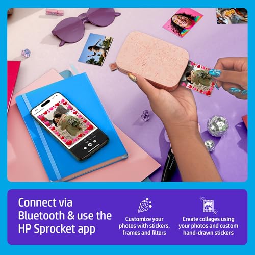 HP Sprocket Portable 2x3 Inch Instant Photo Printer (Blush Pink) Print Pictures on Zink Sticky-Backed Paper From Your iOS & Android Device - color: Pink, style: Printer