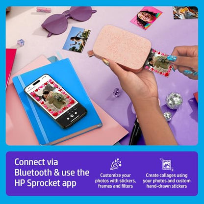 HP Sprocket Portable 2x3 Inch Instant Photo Printer (Blush Pink) Print Pictures on Zink Sticky-Backed Paper From Your iOS & Android Device - color: Pink, style: Printer
